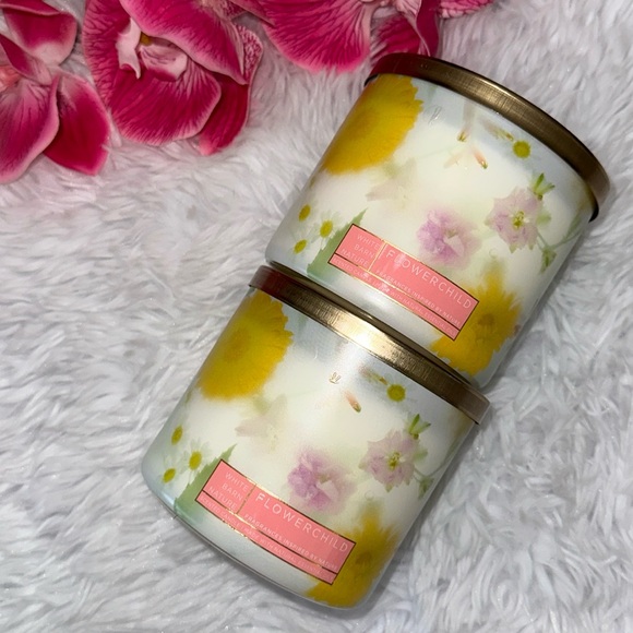 💐FLOWER CHILD Bath & Body Works 3-wick Scented Candle 2023 Lot of 2 Set